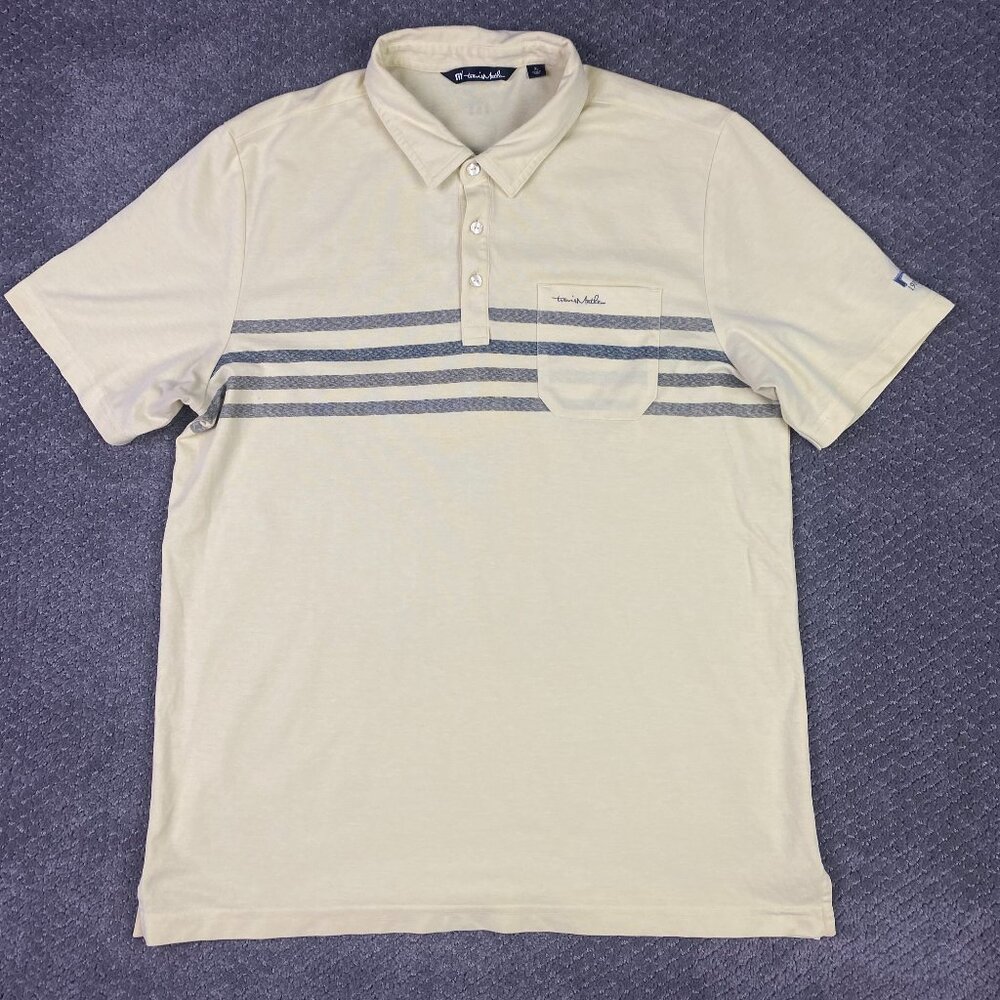 Travis Mathew Polo Shirt Men's XL Yellow Striped Stripe